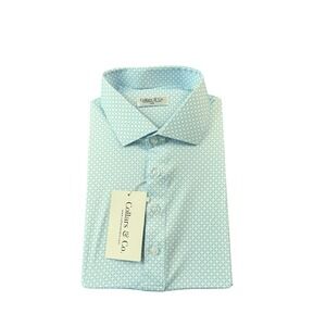Collars & Co. Light Blue White Geometric Dress Collar Men's Polo Size L NWT